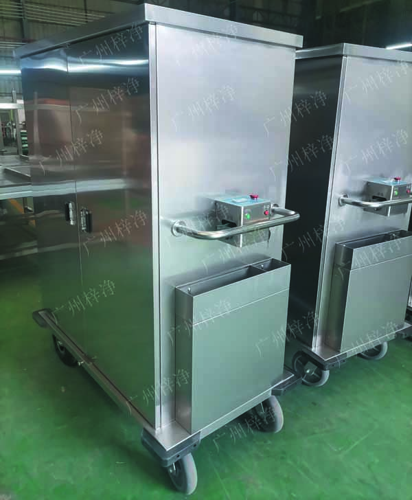 密閉式滅菌器械物品電動轉運車有單面雙開門,單側門可旋轉角度≥220°度開啟設計，裝卸物品更方便;